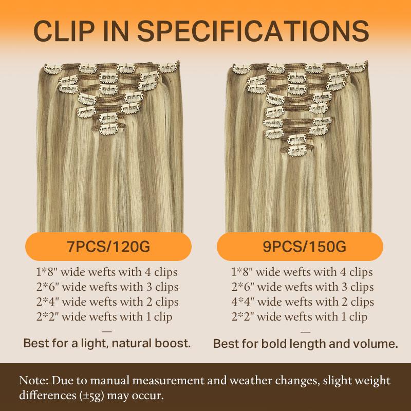 Doores Clip in Hair Extensions 120g 7pcs 150g 9pcs 100% Human Hair Straight for Daily Use & Special Occasions for Women