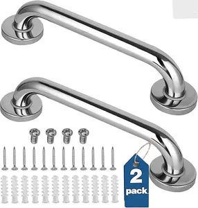 2PCS Stainless Steel Grab Bar Bathroom Safety Handicap Shower Tub Handle Support 12 inch