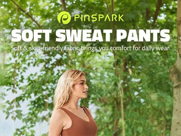 PINSPARK Women's Wide Leg Sweatpants High Waisted Baggy Workout Sweat Pants Comfy Drawstring Athletic Pants with Pockets Sports Bottoms Gym Sportswear Bottoms