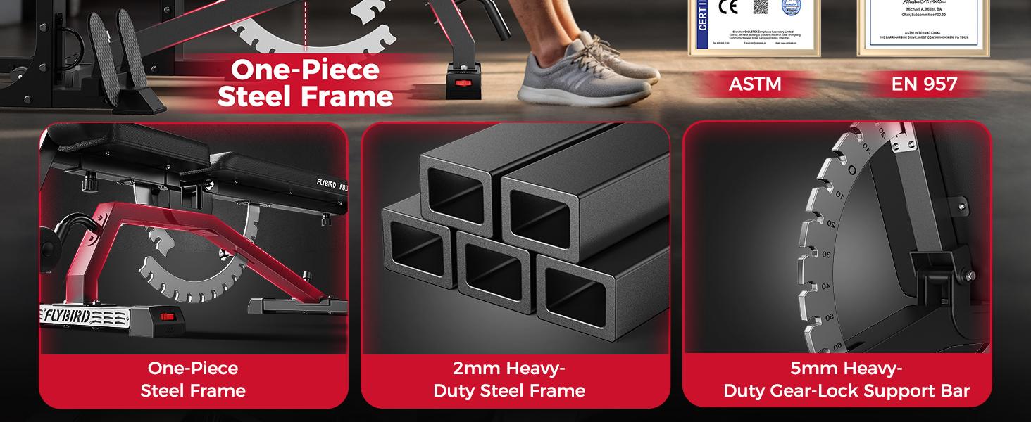 FLYBIRD Strength Training Bench for Home Gym, Adjustable Weight Bench can be Folded for Storage/Vertical Storage, Space-Saving Workout Bench