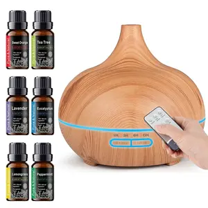 550ml Essential Oil Diffuser with 6 Oil Set, Remote Control, Ultrasonic Humidifier & 7 Color LED Light for Home Office Relaxation