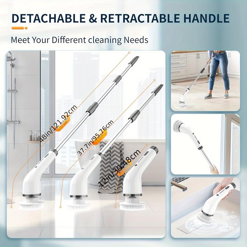 2026 New Model Electric Spin Scrubber Cordless IPX7 Waterproof Multi-Surface Cleaning Brush Long Battery Life Adjustable Speed Extendable Handle Multi-Purpose Kit for Bathroom Kitchen Durable Powerful-Multifunction shower scrubber tiktok shop deals