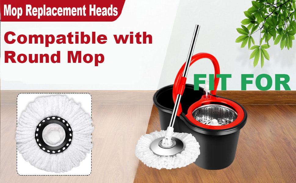 4 Pack Mop Replacement Heads for 360 ° Spin Mop, Microfiber Spin Mop Refills, Easy Cleaning Mop Head Replacement Mop bucket set accessories