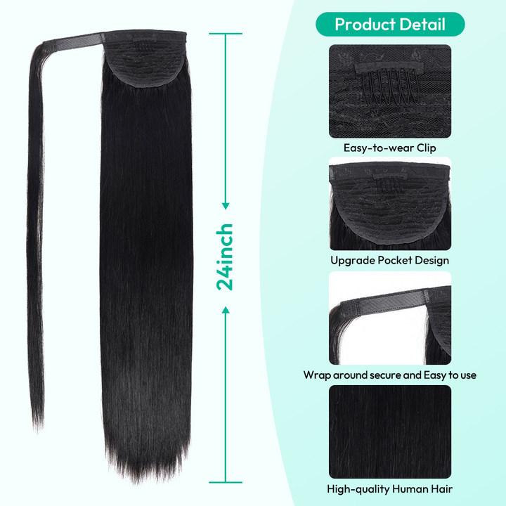 [Spring Must Have] Asteria Hair Ponytail Style Human Hair Ponytail Extension Easy Clip-in Velcro Ponytail 250% Density Valentine Musts