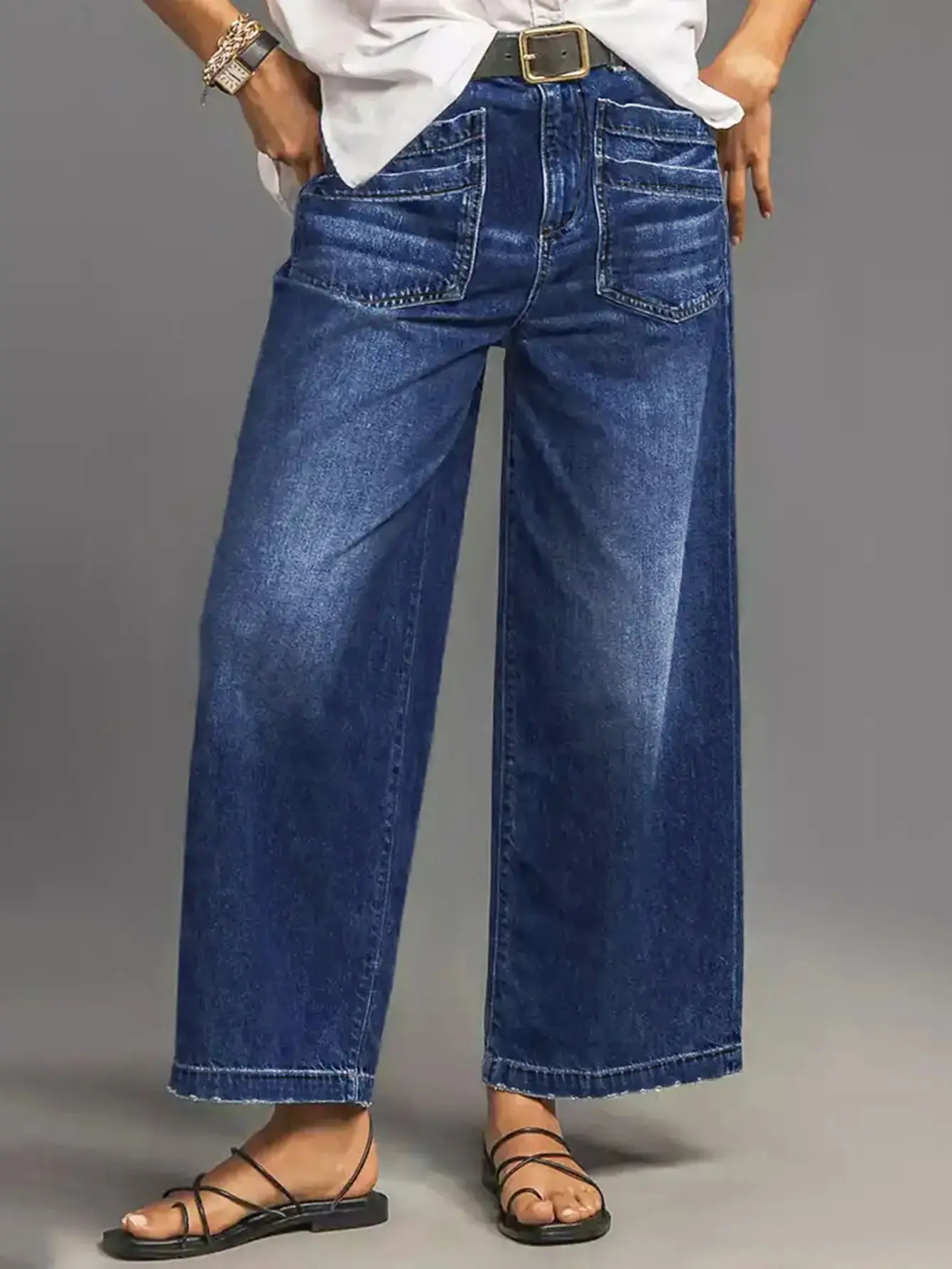 Women's High Waisted Wide Leg Jeans, Soft StretchDenim with a Loose Fit, Comfortable Casual Trousers forEveryday Wear, Essential