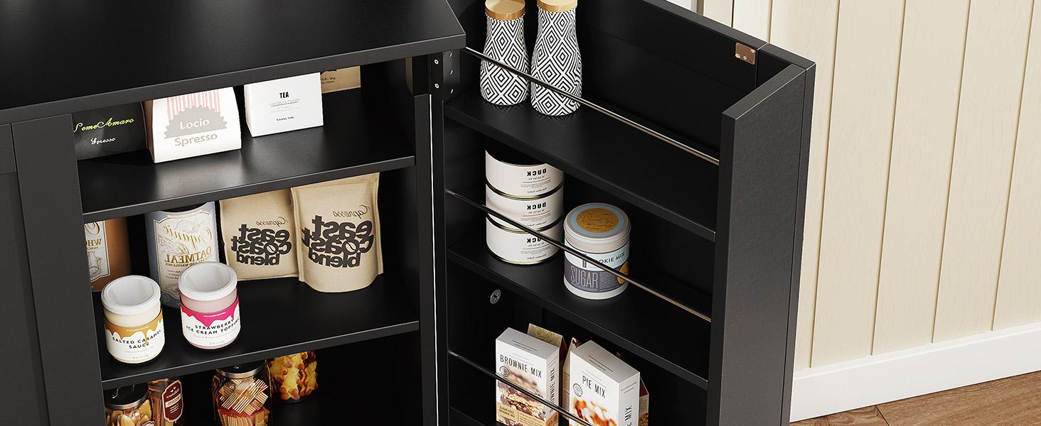 【SPOTLIGHT DAY】ONBRILL 71" Tall Kitchen Pantry Storage Cabinet with Microwave Stand & Door Shelf, Freestanding Kitchen Hutch with 6 Doors and Adjustable Shelves, Modern Food Pantry for Kitchen, Dining Room