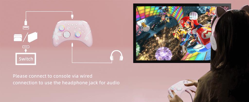 Mytrix Pro Wireless Controller Sakura Pink, Bluetooth Controller with Programmable, Compatible with Nintendo Switch, Windows PC, iOS, Android, and Steam/Steam Deck