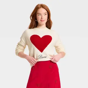Women's Valentine's Pullover Heart Sweater - A New Day