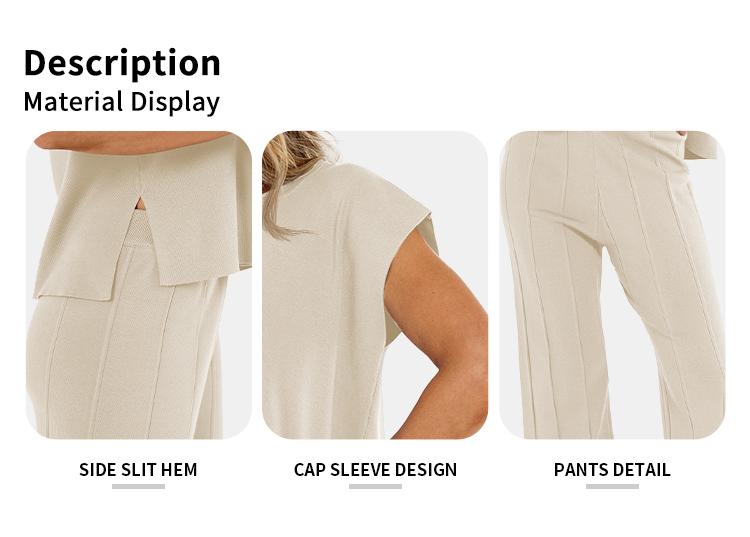 Trendy Queem 2 Piece Outfits for Women Lounge Matching Set Two Piece Knit Tracksuit Sweatsuits Top & Pants