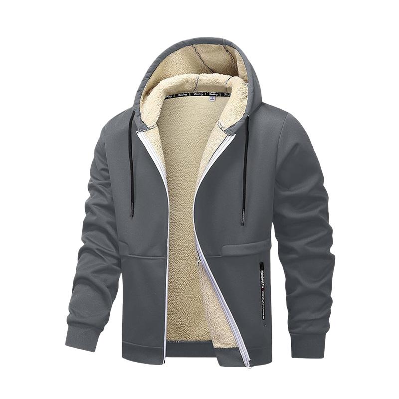 2PCS - Autumn And Winter Men's Simple Solid Color Hoodie, Drawstring Hooded Cardigan Coat, Men's Winter Clothing, Autumn And Winter Sports Outdoor Wear 2PCS - Autumn And Winter Men's Simple Solid Color Hoodie, Drawstring Hooded Cardigan Coat, Men's Winter Clothing, Autumn And Winter Sports Outdoor Wear