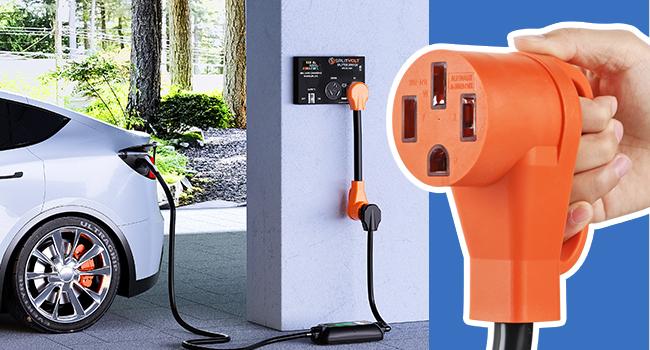 Nilight EV Adapter Cord 30 Amp to 50 Amp 3 Prong Pure Copper Old Dryer Outlet to EV Plug Conversion Heavy Duty 10 Gauge Wire Nema 10-30P to 14-50R 30M/50F for Level 2 EV Using rv extension