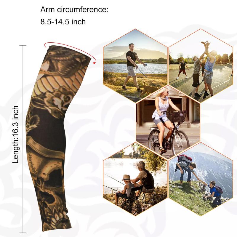 Dazone 5PCS Temporary Tattoo Sleeves, Arts Temporary Fake Slip On Tattoo Arm Sleeves Kit