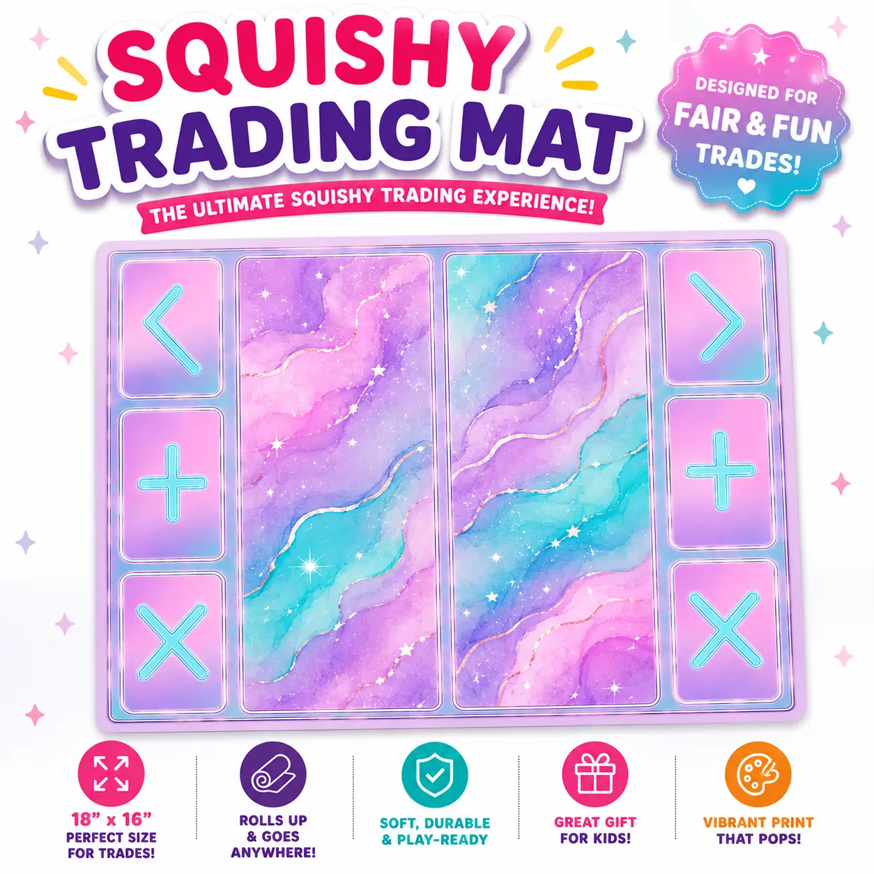 Squishy Trading Mat - 18"x16" Fidget Board for Squishy Toys & Non-Sports Trading Card Collectibles