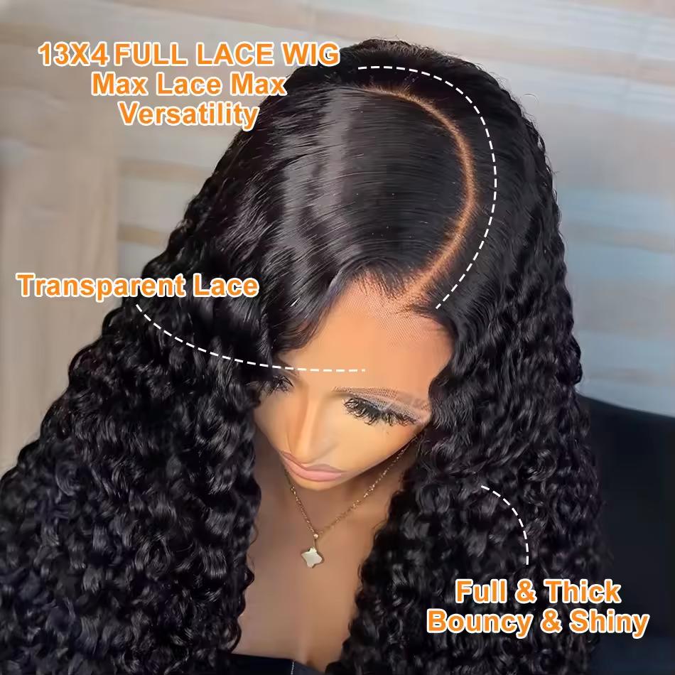 Loose Deep Curly 30 38 Inch 13X6 Hd Lace Frontal Human Hair Wigs Brazilian Water Wave 13X4 Lace Front Wig 180 Density Kinky Curly Virgin Human Hair Wigs Pre Plucked Natural Hairline