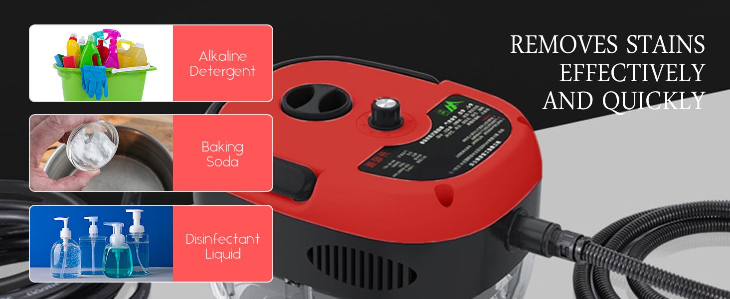 2500W Portable Handheld Steam Cleaner High Temperature Pressurized 2.2m Flexible Spray Gun 3 Brush Heads for Kitchen Bathroom Car