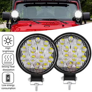 2Pcs Round LED Work Light Pods Flood Beam for Off Road, Fog, Driving Light Bar - Fits Truck, SUV, ATV, Jeep