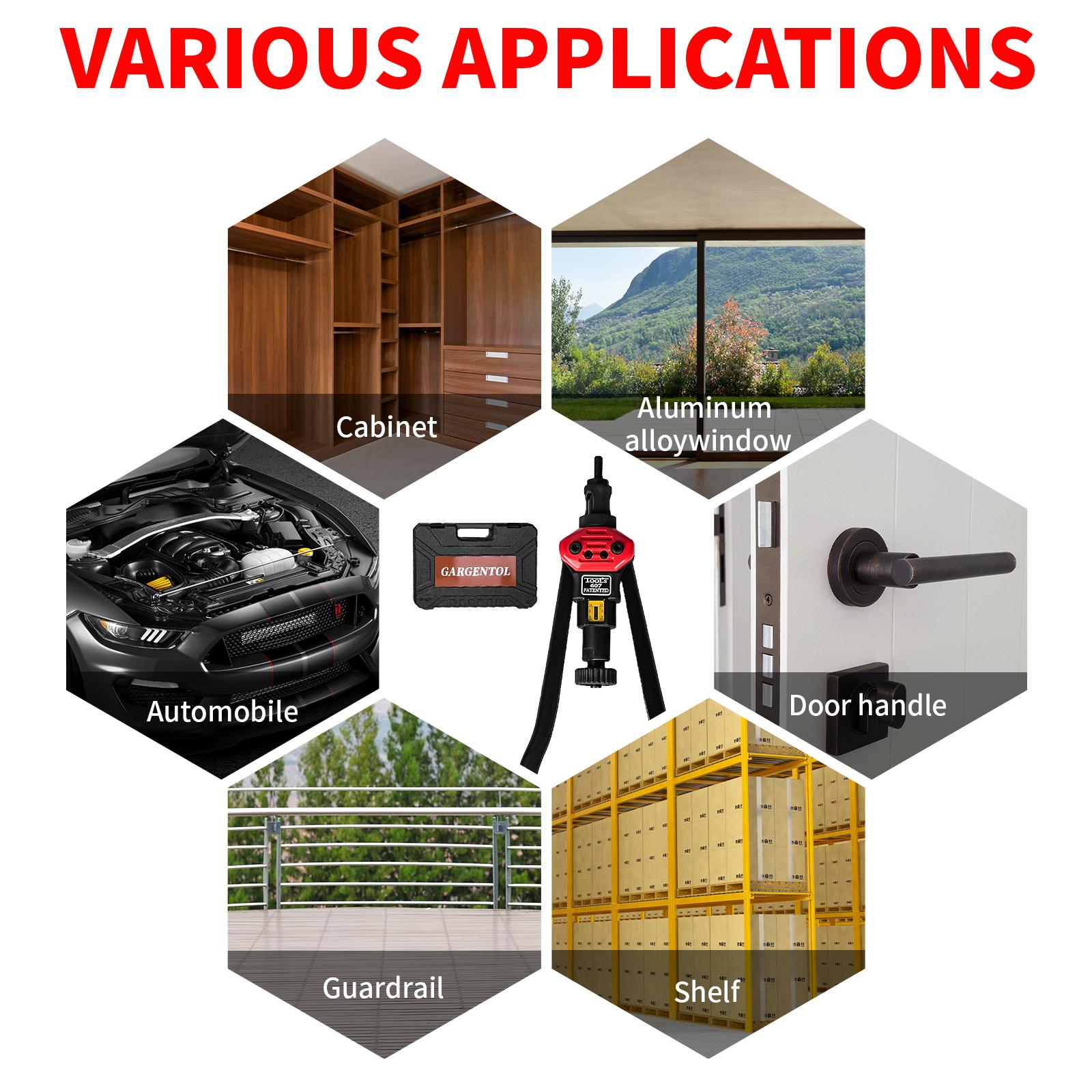 Rivet Nut Tool Kit, 16-Inch Rivnut Tool with 15 Metric & SAE Mandrels and Rivet Nut Gun, 200pcs Rivnut Tool Kit Assortment, Nutsert Tool Kit with Carrying Case