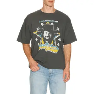 Junk Food Waylon I'M A Ramblin' Man Tee in Vintage Black