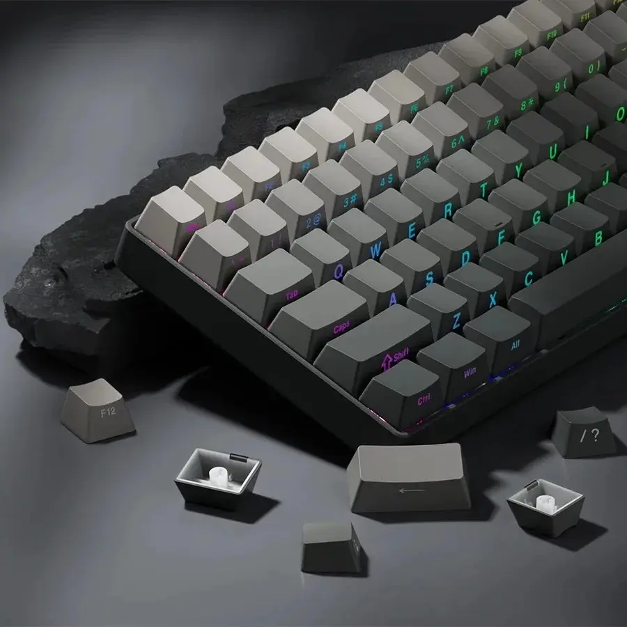 Gradient Rgb Backlight Keycaps, over 130 Keys, Dual Layer Injection Molding Pbt Material, Customizable RGB Lighting, Durable Pbt, PC Gaming Keyboard Accessories, Gradual Change Keycap