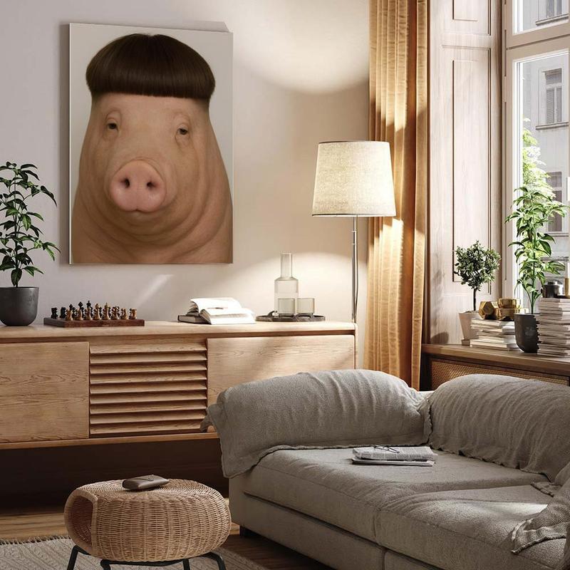 Funny Pig Head Decorative Oil Painting Canvas Wall Poster Art Painting Printing Modern Family Bedroom Decoration Poster Decorated In Modern Style