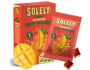 SOLELY - Organic Mango Whole Fruit Gummies (Pack of 1 Box, 5 Bags per Box) - Real Fresh Fruit - Healthy Snacks for Adults & Kids - Non GMO, Vegan Snacks, Shelf Stable - 5 Bags (3.5 oz)