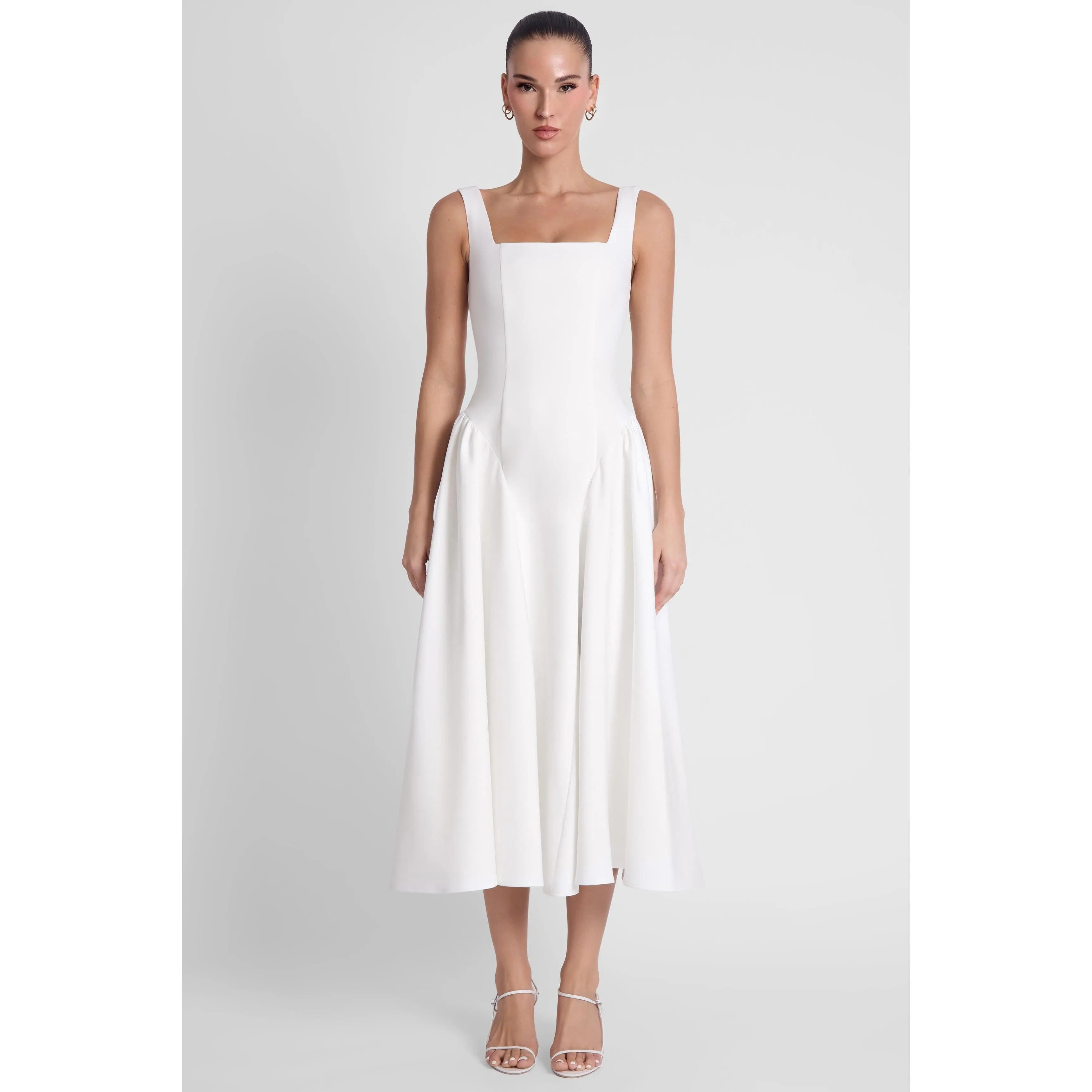 Chloe Corset Midi Dress - White