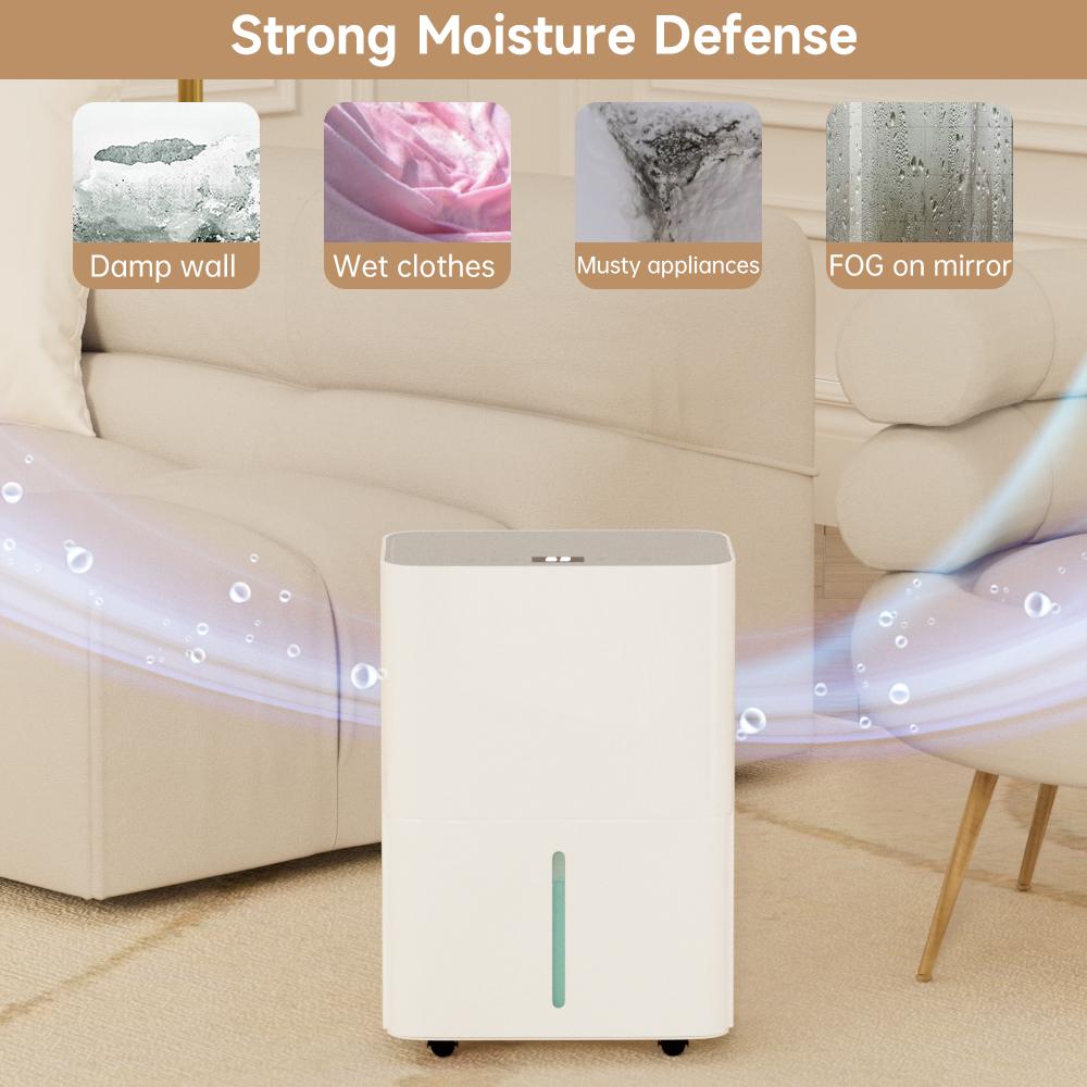 Smart Portable Universal Dehumidifier for Indoor Use - 7 Color-Changing LED Lights, 40oz Moisture Removal, Touch Screen, 30db Near-Silent, Energy-Saving, Modern Defrost Safety, Tip-Over Power Cutoff for Home Bedrooms