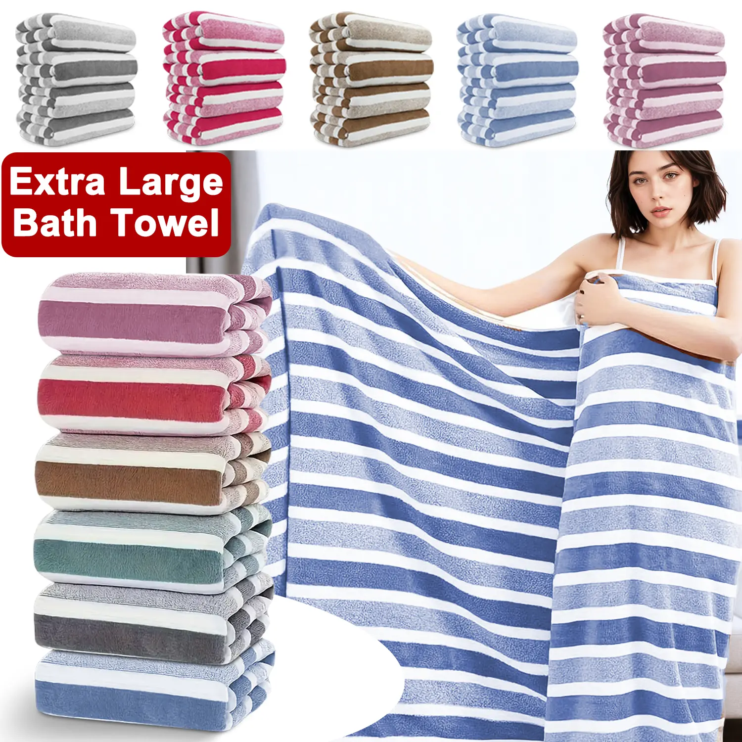 Ultra-Soft Coral Bath Towel Set, 2 or 4 Pack Extra Large 66.39"×27.56" Quick-Drying,Fast-Absorbing,Lightweight, Absorbent Thickened Towels,for Home,Hotel And Spa Use