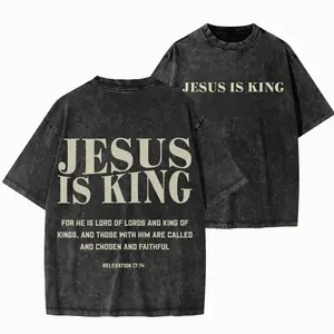Jesus Is King Christian Tee Hoodie Washed T-Shirt – Front & Back Bible Verse
