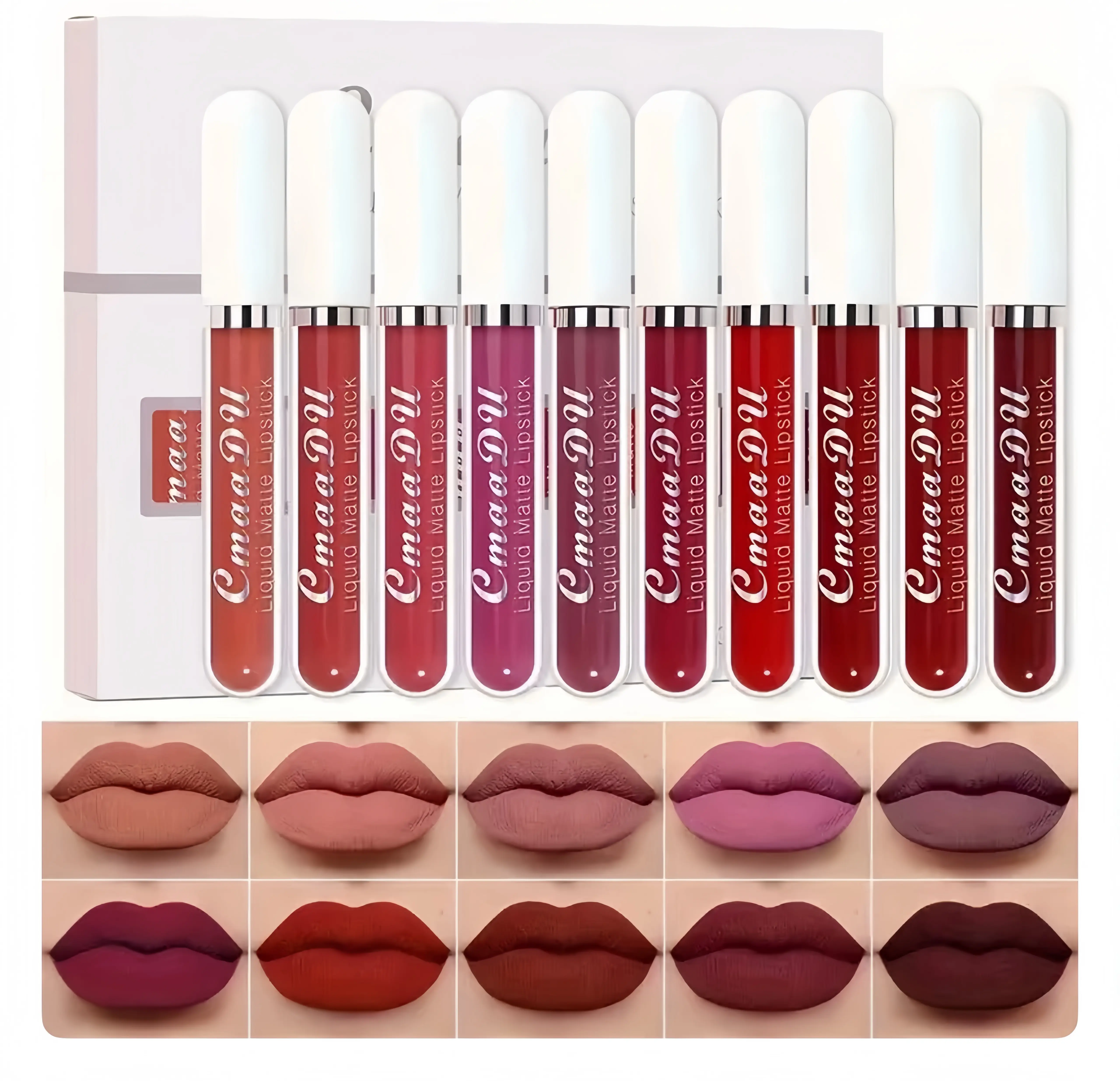 10pcs Matte Lipstick Lip Glaze - Long Lasting, Waterproof, Nonstick, Easy To Apply - Beauty Makeup Product Suitable For Beginners (Beauty & Personal Care), 24-Hour Wear Lipstick & Lip Gloss, Long‑Lasting Matte