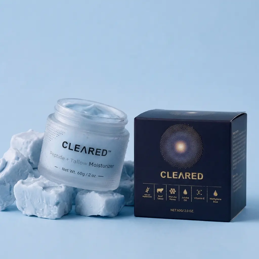 CLEARED® Whipped Tallow Peptide Cream, Daily Calming Moisturizer for Skin Repair & Redness Relief, Hydrating, Soft Skin, Sensitive, Hydrate, Moisture, Face, Beef Tallow