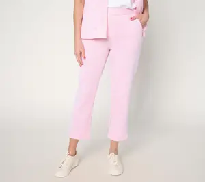 Denim & Co. Petite Knit Seersucker Pull-On Crop Pants