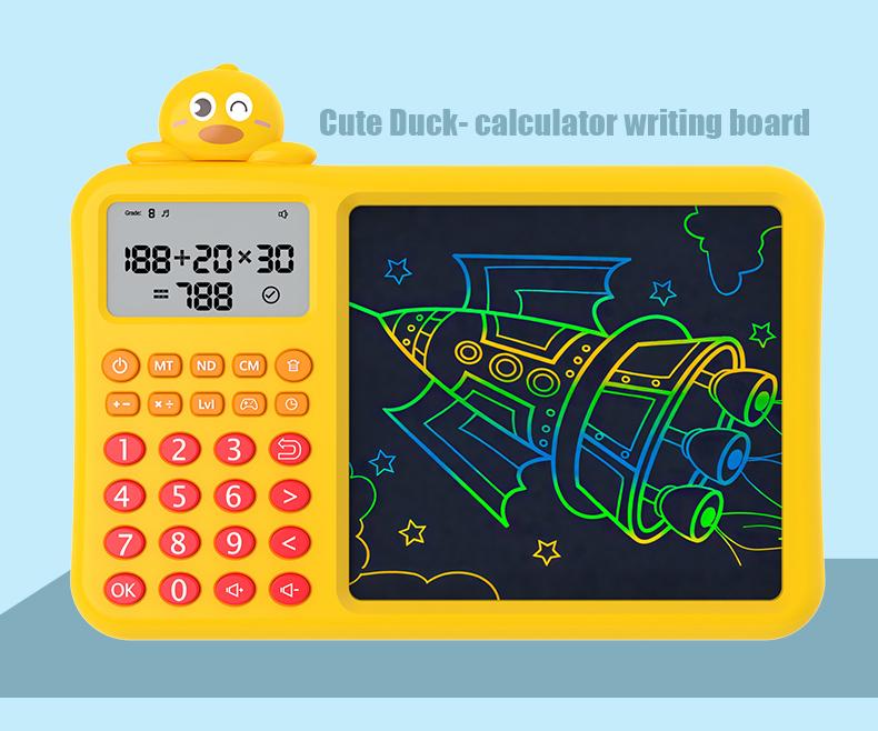 2-in-1 Kids Math Learning Tablet 3-8, Calculator + LCD Writing Board, + − × ÷ Practice, Column Math, Timed Drills
