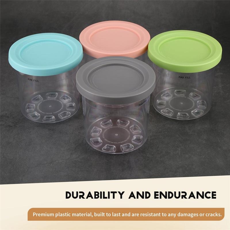 Ice Cream Pints Cup, Ice Cream Containers with Lids for Ninja Creami Pints NC301 NC300 NC299AMZ Series Ice Cream Maker