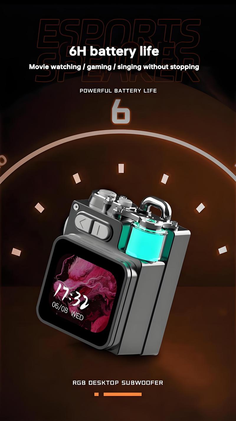 DK08 Smart Touchscreen Bluetooth Speaker Ultra Mini Portable Wireless Sound System with FM Radio Subwoofer Rechargeable Battery for Home Office Outdoor & Smartphone The Perfect Gift for Christmas Birthday Compact Audio