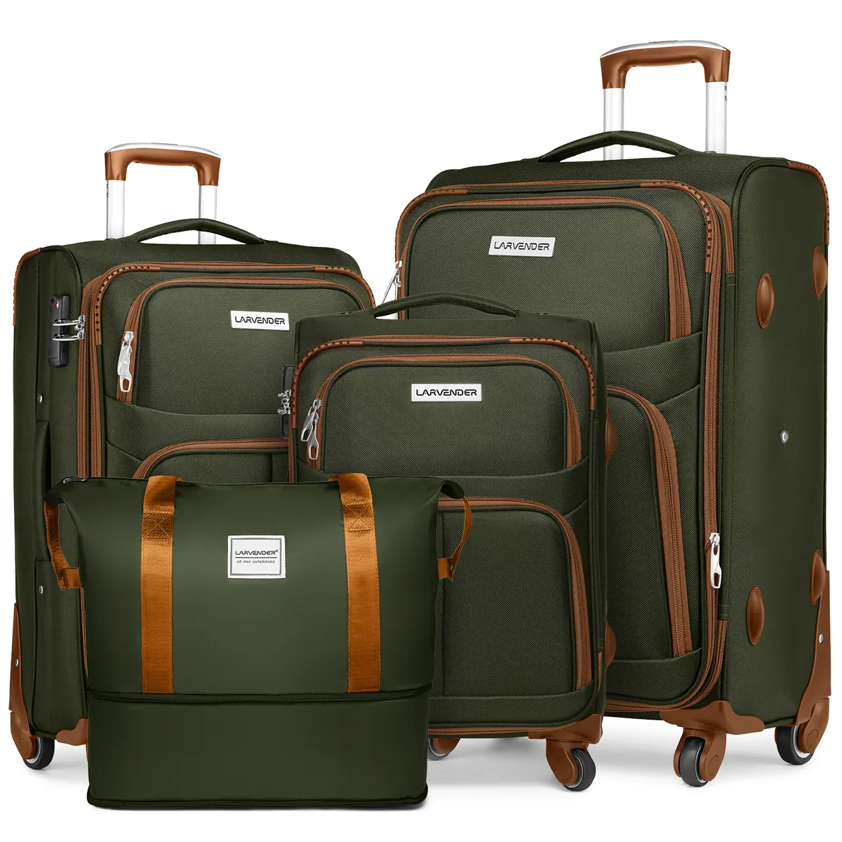 5 Piece Luggage Set Soft Shell Expandable with Front Opening Multiple Compartments TSA Lock Spinner Wheels 25% Extra Capacity Travel Suitcase Unisex Lightweight Durable Luggage, Toiletry Bag, Mother’s Day, Travel Bundle, Leakproof
