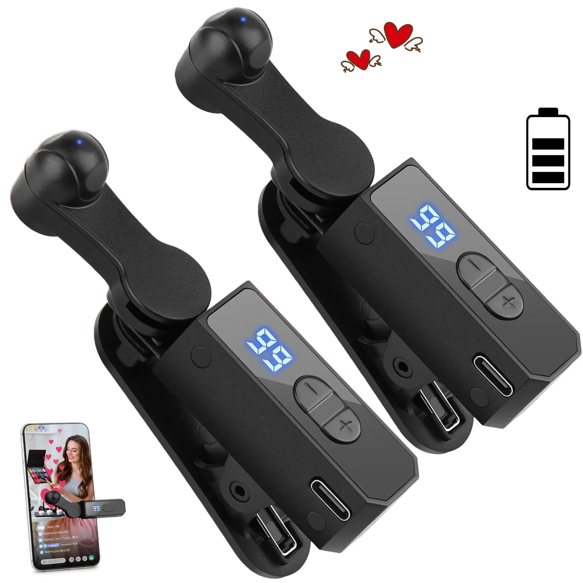 Wireless Rechargeable Auto Clicker Button - Compact Mobile Accessories for iPhone, Android, TikTok Live, Games, Repetitive Tasks, 107 Adjustable Speed, Black