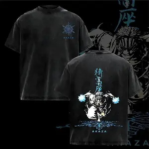 ''Destructive Death'' Akaza Upper Moon 3 T-Shirt x Demon Slayer Oversized Vintage Anime Tee Acid Wash Graphic Shirt Unisex Streetwear Gift for Fans