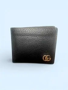 Pre-owned GUCCI GG leater Small Leather Goods Marmont black leather bifold