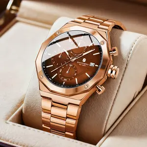 SAPPHERO Watches for Men Octagonal Stainless Steel Quartz Men's Watch 50 Meter Water Resistant Analog Movement Multifunction Dial Classic Men's Gifts
