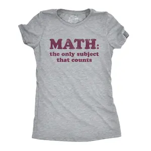 Womens Math The Only Subject That Counts T Shirt Funny School Teacher Pun Novelty Tee Funny Womens T Shirts Cute Vintage Fashion Casual Ladies T-Shirt Gift Teacher Tops for Women Funny Nerd Top Women's Novelty Light Grey