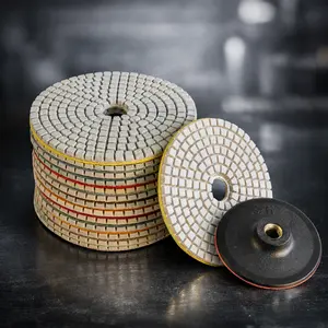 5 PCS 4 Inch Diamond Resin Polishing Pads Set 50mm Wet Polishing Pads for Granite Marble Concrete Stone Tile