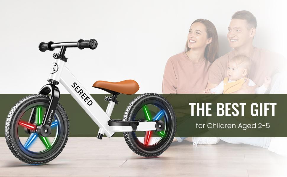 SEREED Balance Bike with Light-Up Wheels for Boys & Girls Ages 2-5, Pedal-Free Toddler Glider Bike Toy, Tool-Free Adjustment, Sticker-Customizable Panel, Perfect Birthday Gift for Toddlers SEREED Balance Bike with Light-Up Wheels for Boys & Girls Ages 2-5, Pedal-Free Toddler Glider Bike Toy, Tool-Free Adjustment, Sticker-Customizable Panel, Perfect Birthday Gift for Toddlers