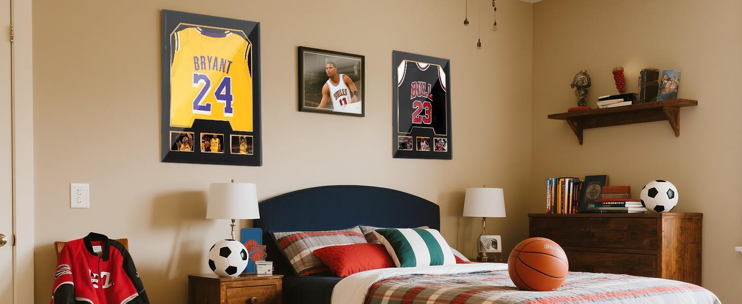 Jersey Frame Display Cases, Jersey Frame with Picture Slots, Jersey Shadow Box Display Case, 98% UV Protection, Football, Basketball