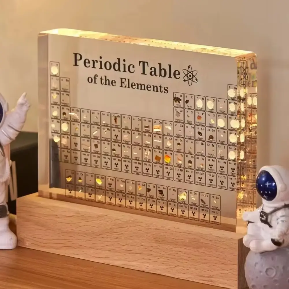 Acrylic Real Elements Periodic Table Mendeleev Periodic Table Figurine Decorative Piece Display Science Ornament Room Decoration Desk Accessories Gift Collectible Home Decor Accessory Room Decor
