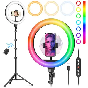 Weilisi 10" Selfie Ring Light with Tripod Stand 72 Tall & Phone Holder 38 Color Modes Stepless Dimmable/Speed LED Ring Light for iPhone & AndroidYouTube MakeupTIK Tok