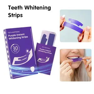 28pcs/set Purple Teeth Whitening Strips - Safe for Enamel - Non Sensitive Teeth Whitening - Peroxide-Free Viral Whitening - Teeth Whitening Strips & Colour Corrector Serum, Temporary Colour Correction, Whitening in 30 Minutes