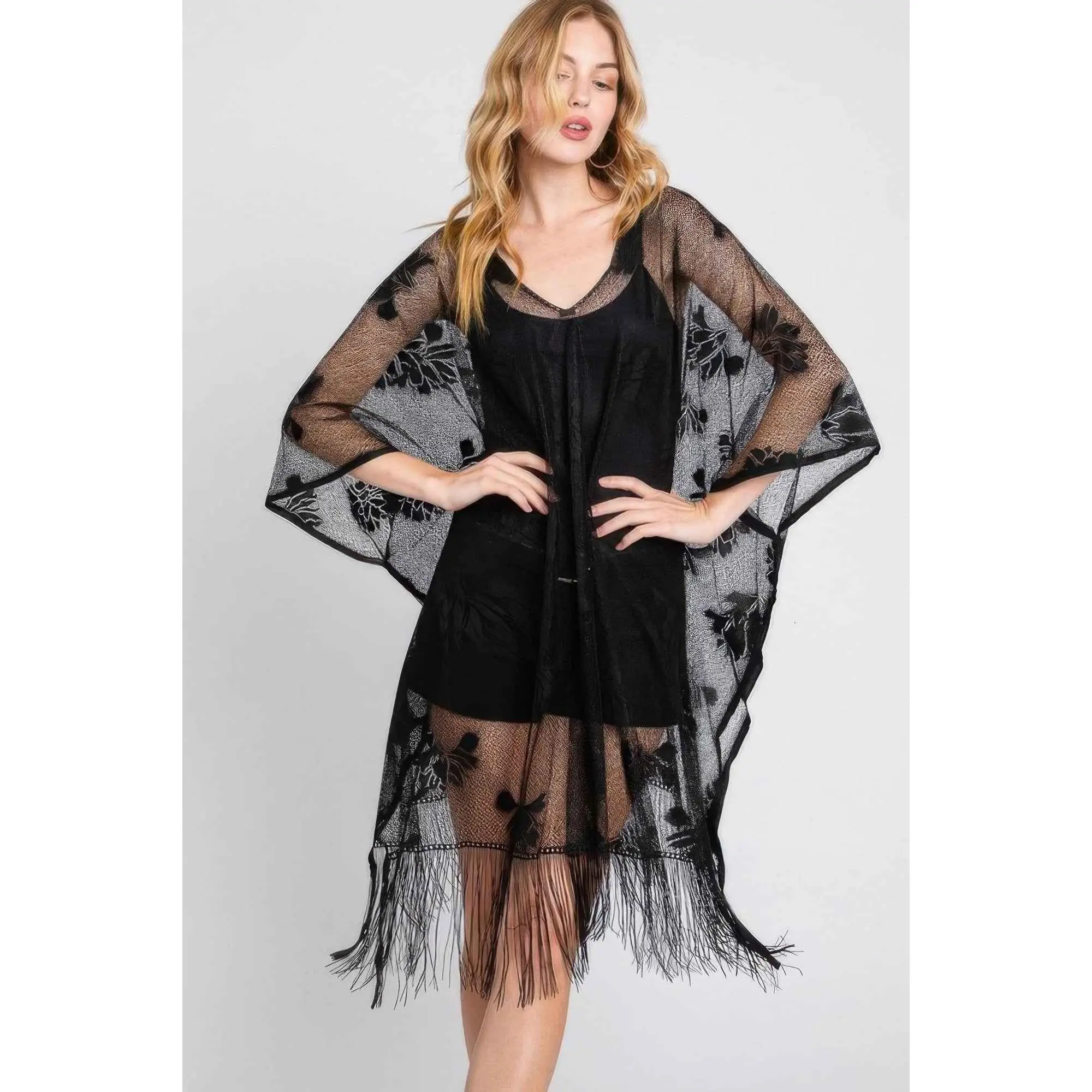 Women's Floral Lace Tassel Poncho, Beach Cover Up, Swimwear Cover Up, Beach Cover Ups, Swimsuit Cover Ups