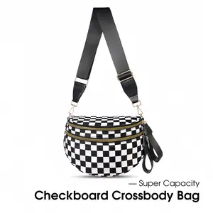 Women’s Nylon Crossbody & Bum Bag | Large Capacity Checkered Bag for Travel, Shopping & Daily Wear