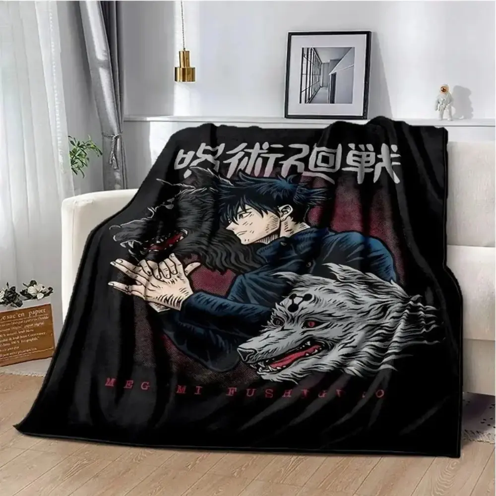 Jujutsu Kaisen Anime Manga Throw Blanket Satoru Gojo Yuji Megumi Nobara Plush Flannel Fleece Blanket Super Soft Cozy Warm Gift for Anime Fans Kids Teens Adults Bed Sofa Couch Dorm Room Decor